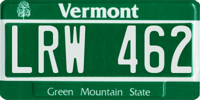 VT license plate LRW462