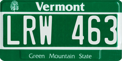 VT license plate LRW463