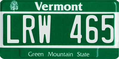 VT license plate LRW465