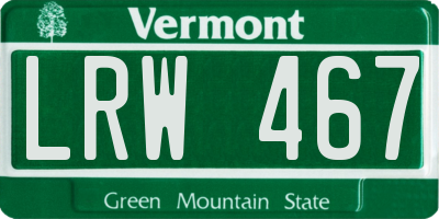 VT license plate LRW467