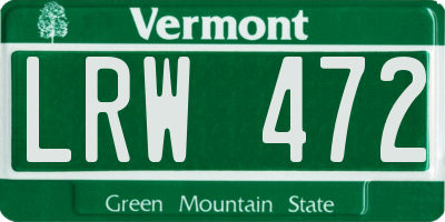 VT license plate LRW472