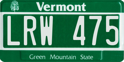 VT license plate LRW475