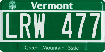 VT license plate LRW477
