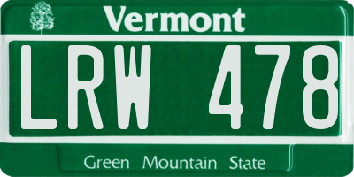 VT license plate LRW478