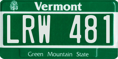 VT license plate LRW481