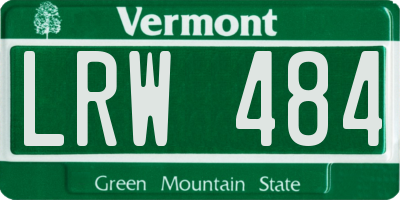 VT license plate LRW484