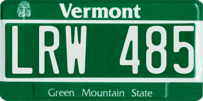 VT license plate LRW485