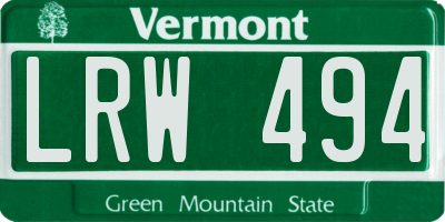 VT license plate LRW494
