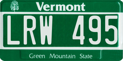 VT license plate LRW495