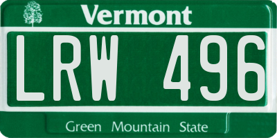 VT license plate LRW496