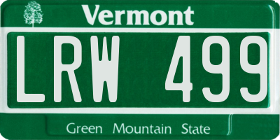 VT license plate LRW499