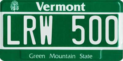 VT license plate LRW500