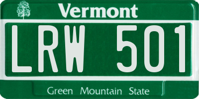 VT license plate LRW501