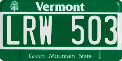 VT license plate LRW503