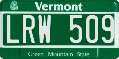 VT license plate LRW509