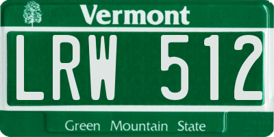 VT license plate LRW512