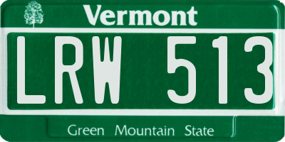 VT license plate LRW513