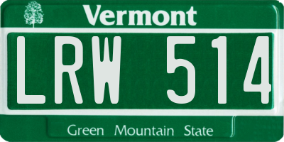 VT license plate LRW514