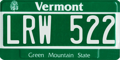 VT license plate LRW522