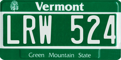 VT license plate LRW524