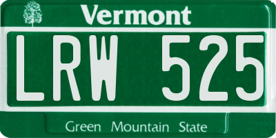 VT license plate LRW525