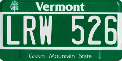 VT license plate LRW526