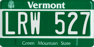 VT license plate LRW527