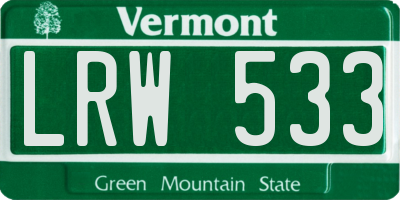 VT license plate LRW533