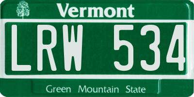 VT license plate LRW534