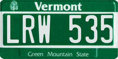 VT license plate LRW535