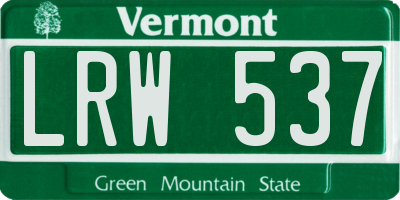 VT license plate LRW537