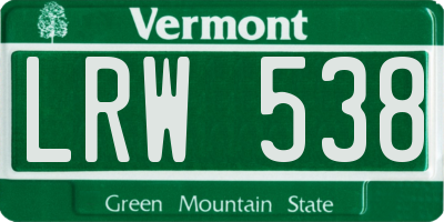 VT license plate LRW538