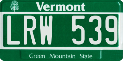 VT license plate LRW539