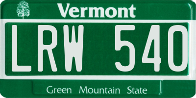 VT license plate LRW540