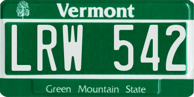 VT license plate LRW542