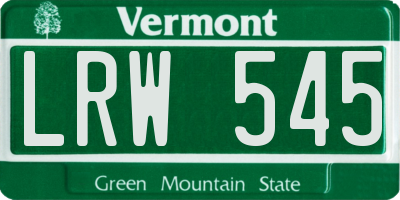 VT license plate LRW545