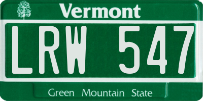 VT license plate LRW547