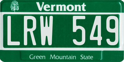 VT license plate LRW549