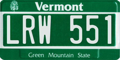 VT license plate LRW551