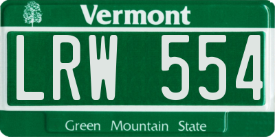 VT license plate LRW554