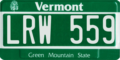 VT license plate LRW559