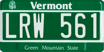 VT license plate LRW561
