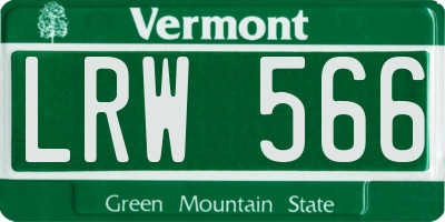 VT license plate LRW566