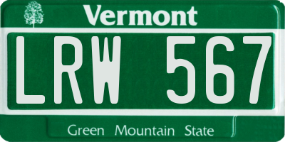 VT license plate LRW567