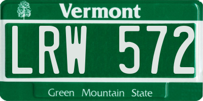VT license plate LRW572