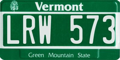 VT license plate LRW573