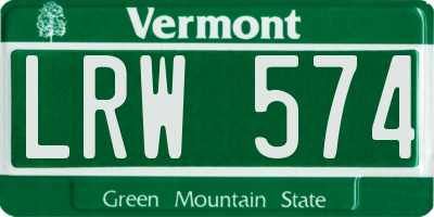 VT license plate LRW574