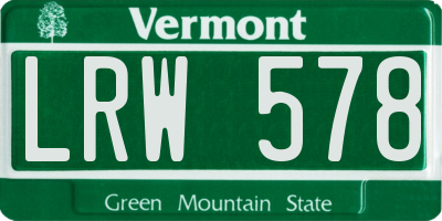 VT license plate LRW578