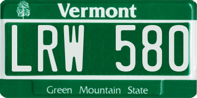 VT license plate LRW580