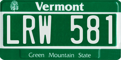 VT license plate LRW581